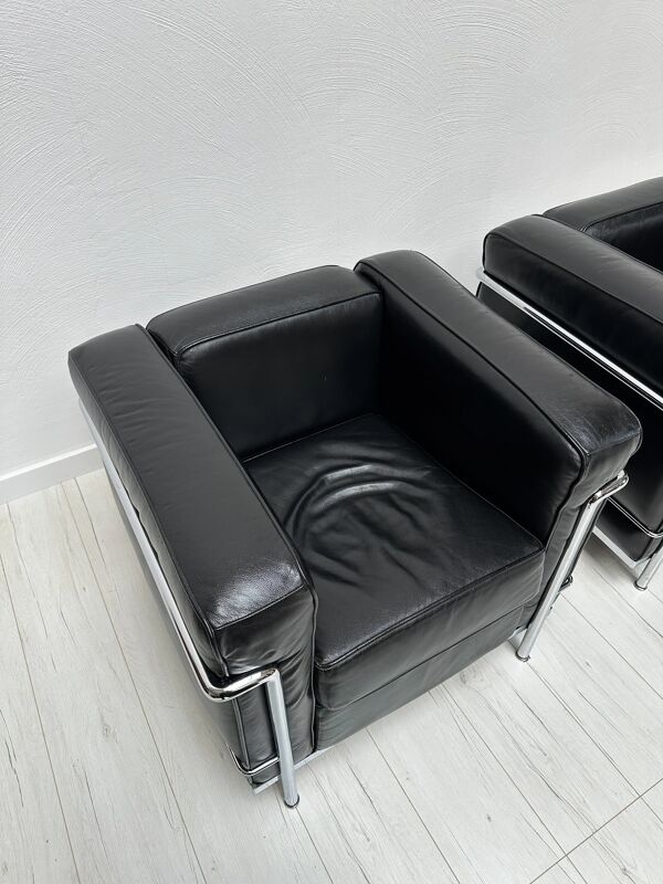 Fauteuils LC2 vintage des années 90 par Le Corbusier et Charlotte Perriand pour Cassina