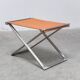 Tabouret pliant en cuir cognac et acier par Michael Christensen, années 1960.