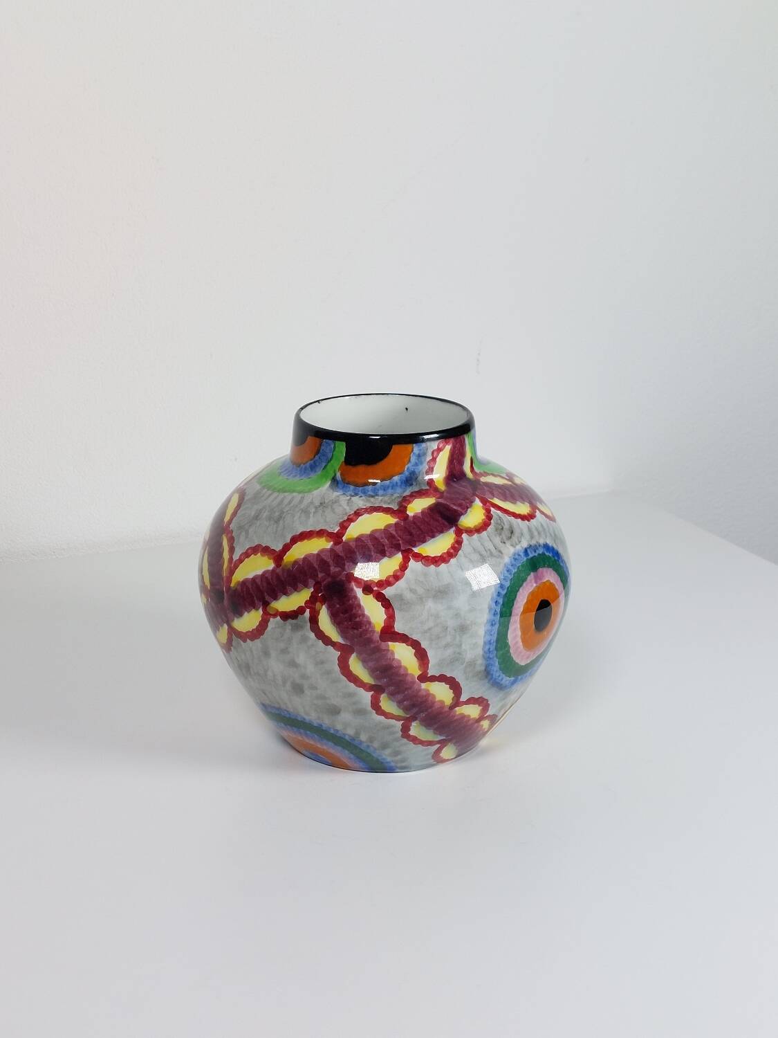 Handpainted Art Deco vase by Eva Stricker Zeisel for Schramberg