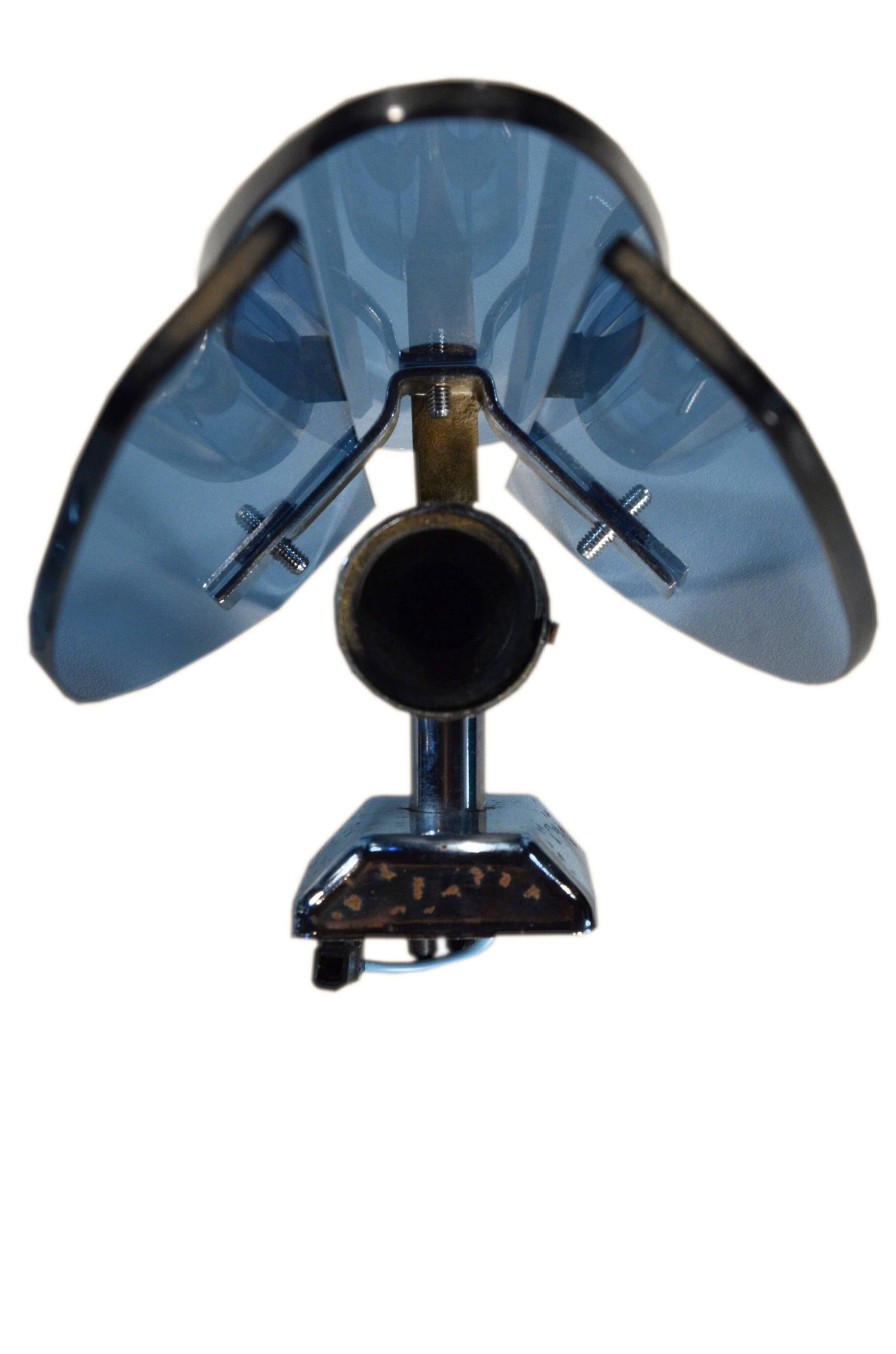 Blue wall sconces attributed to Fontana Arte, 1970.