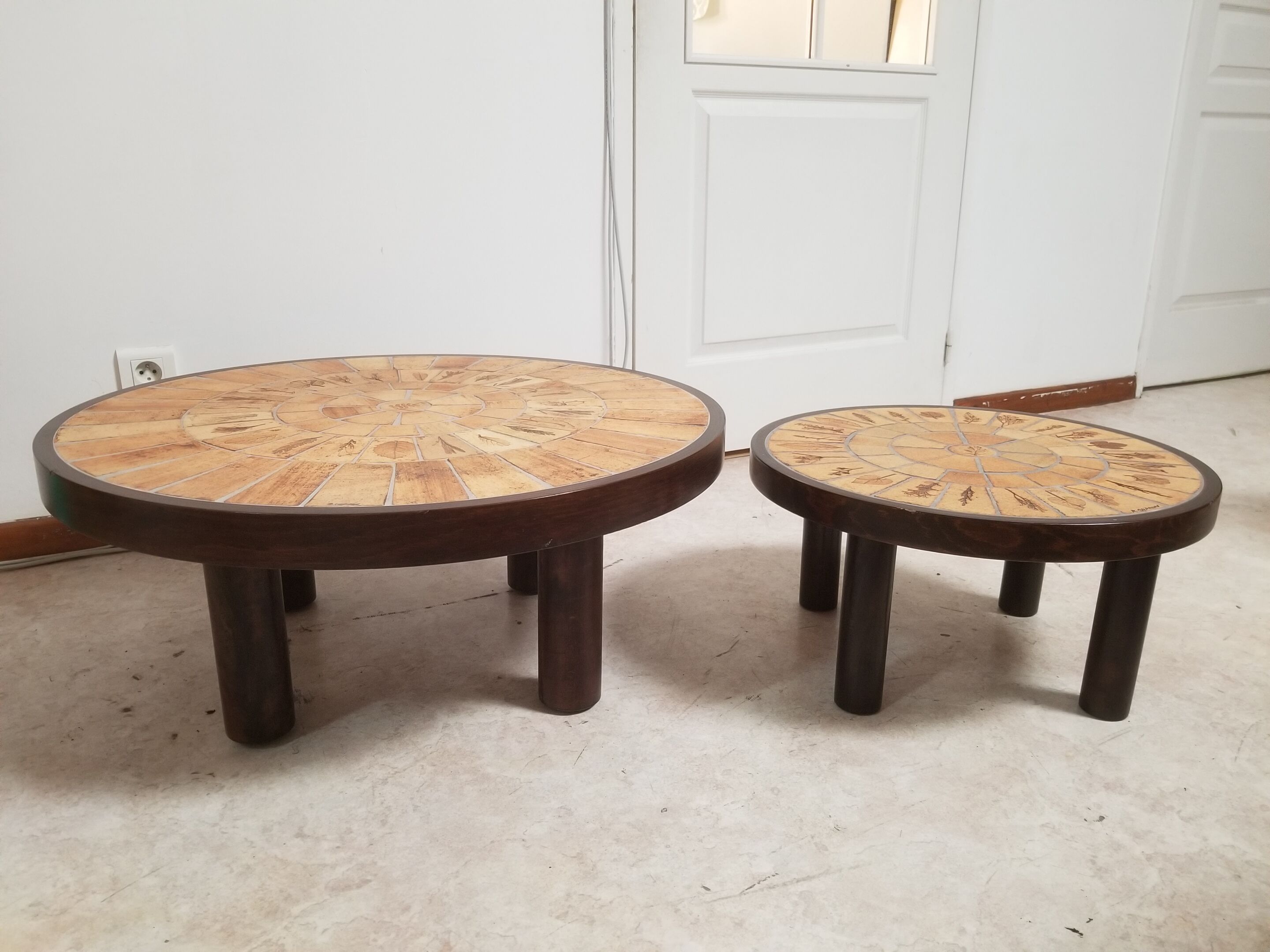 Duo coffee tables Roger Capron model Garrigue