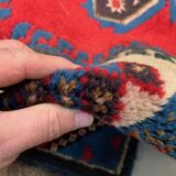 Turkish runner 490x88 cm tribal rug, red, beige, blue, vintage