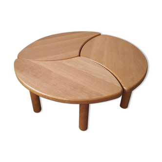 Table basse ronde tripartite en bois chene