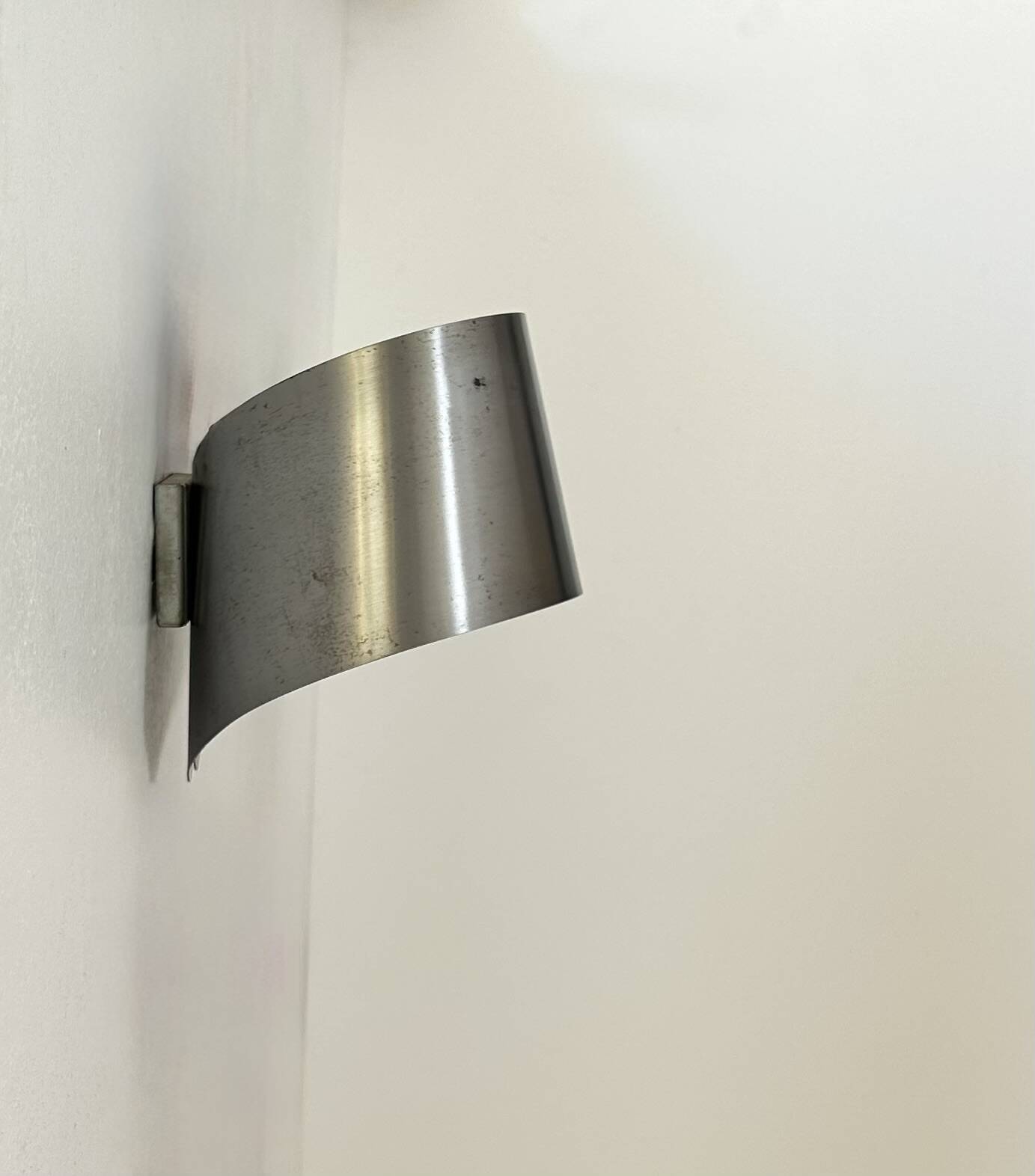 Pair of vintage wall lights, brushed metal, France 1970
