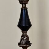 Table lamp base candlestick in chiselled brass and marble base.