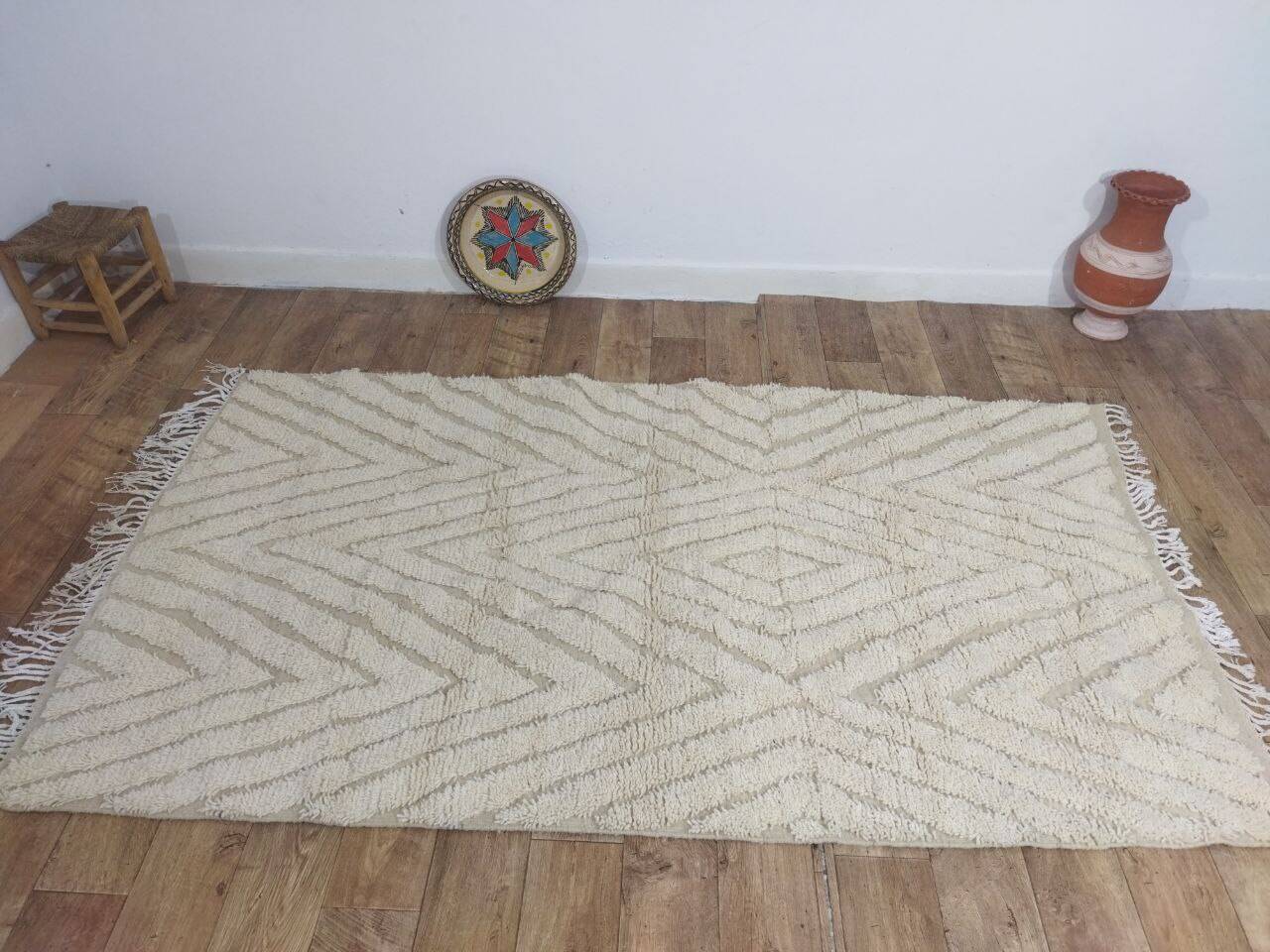 Handmade wool Berber rug 240x135 cm