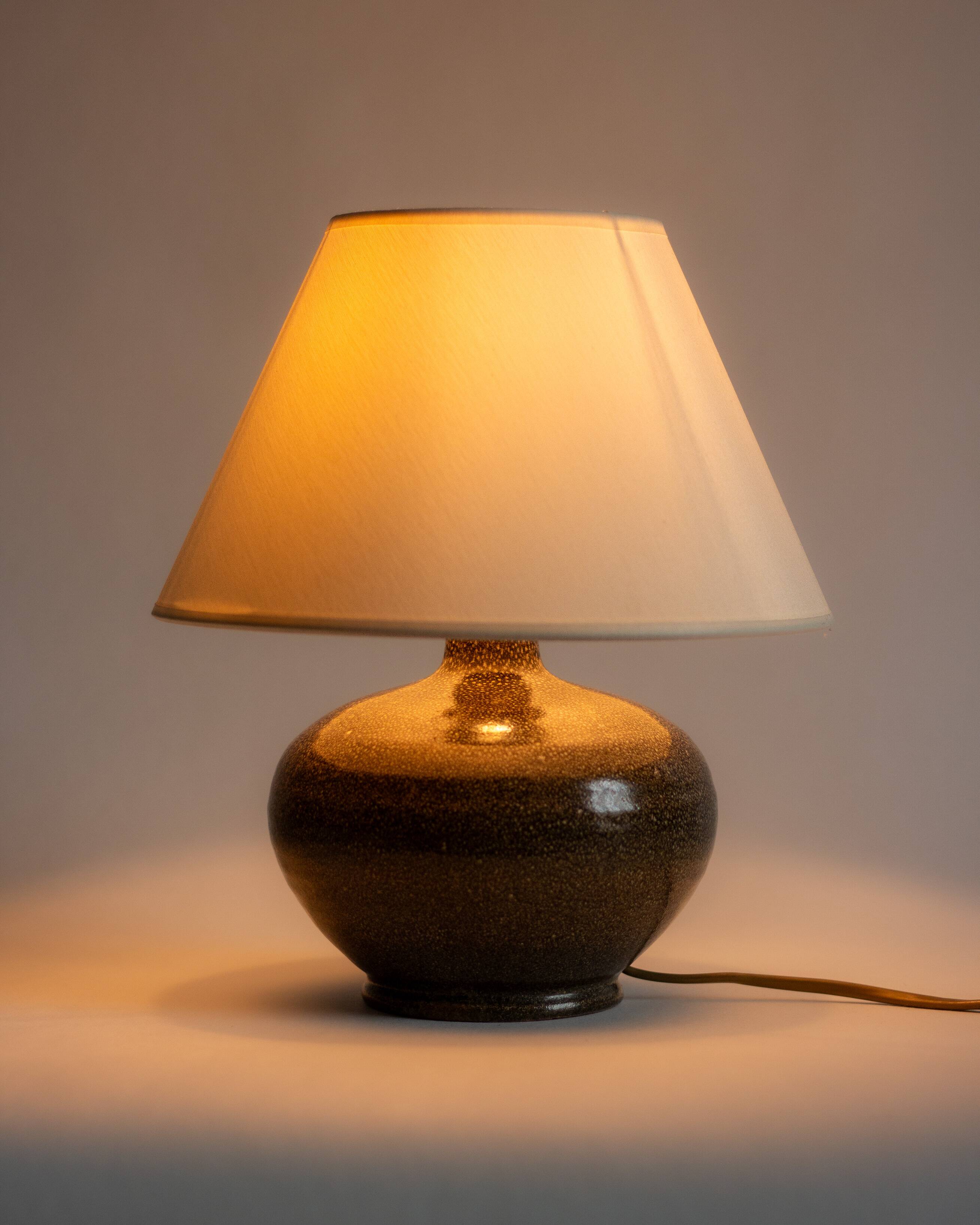 Mouse grey stoneware lamp base, 1960s