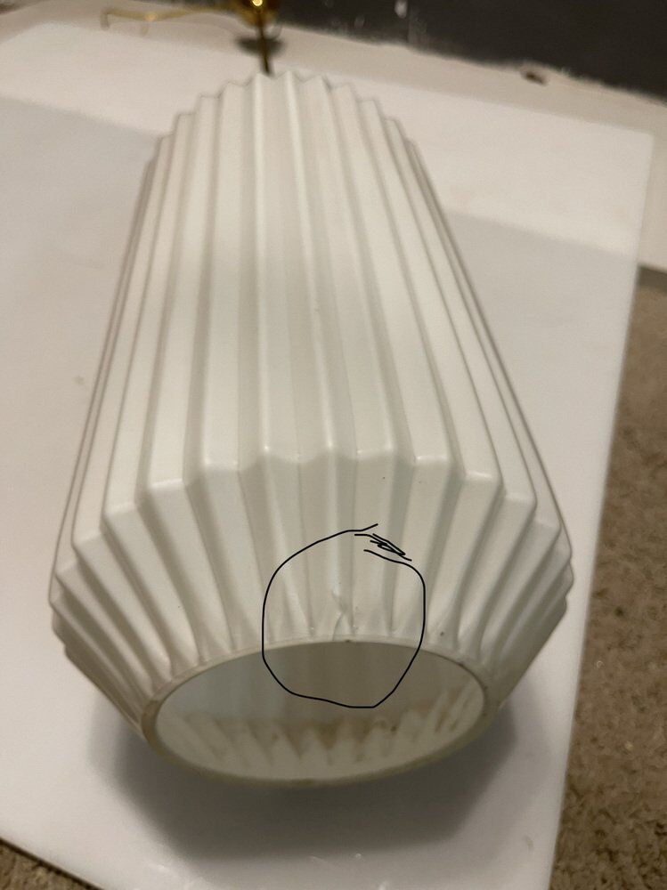 Opaline Glass Pleated Light Pendant, 1950s
