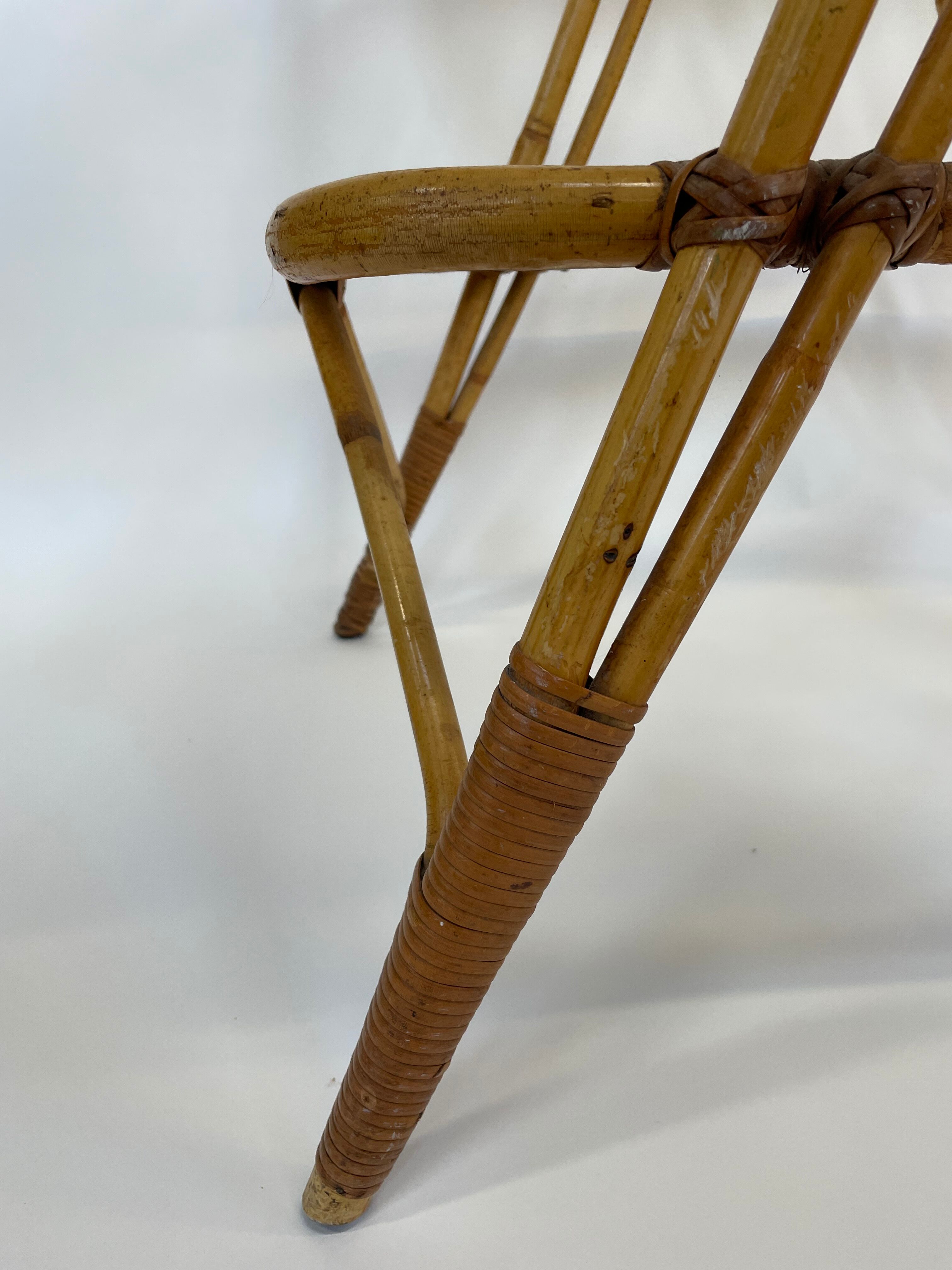 Vintage rattan table side table bamboo rattan 60's