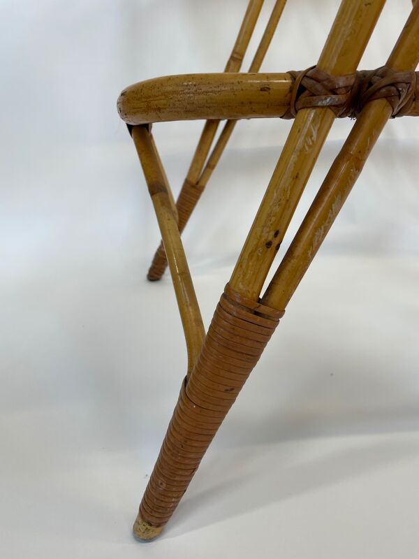 Table d’appoint en rotin vintage en bambou rotin