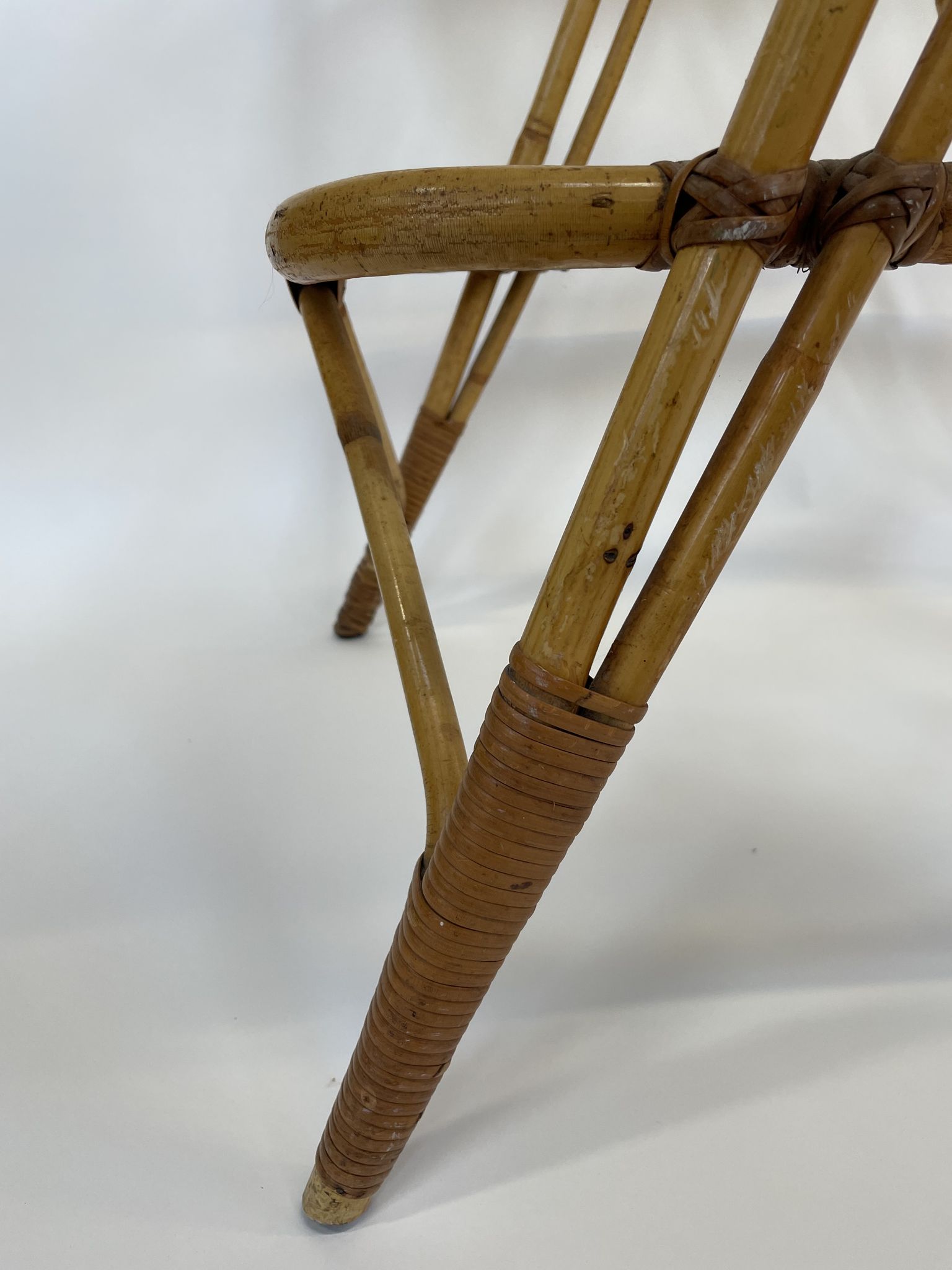 Vintage rattan table side table bamboo rattan 60's