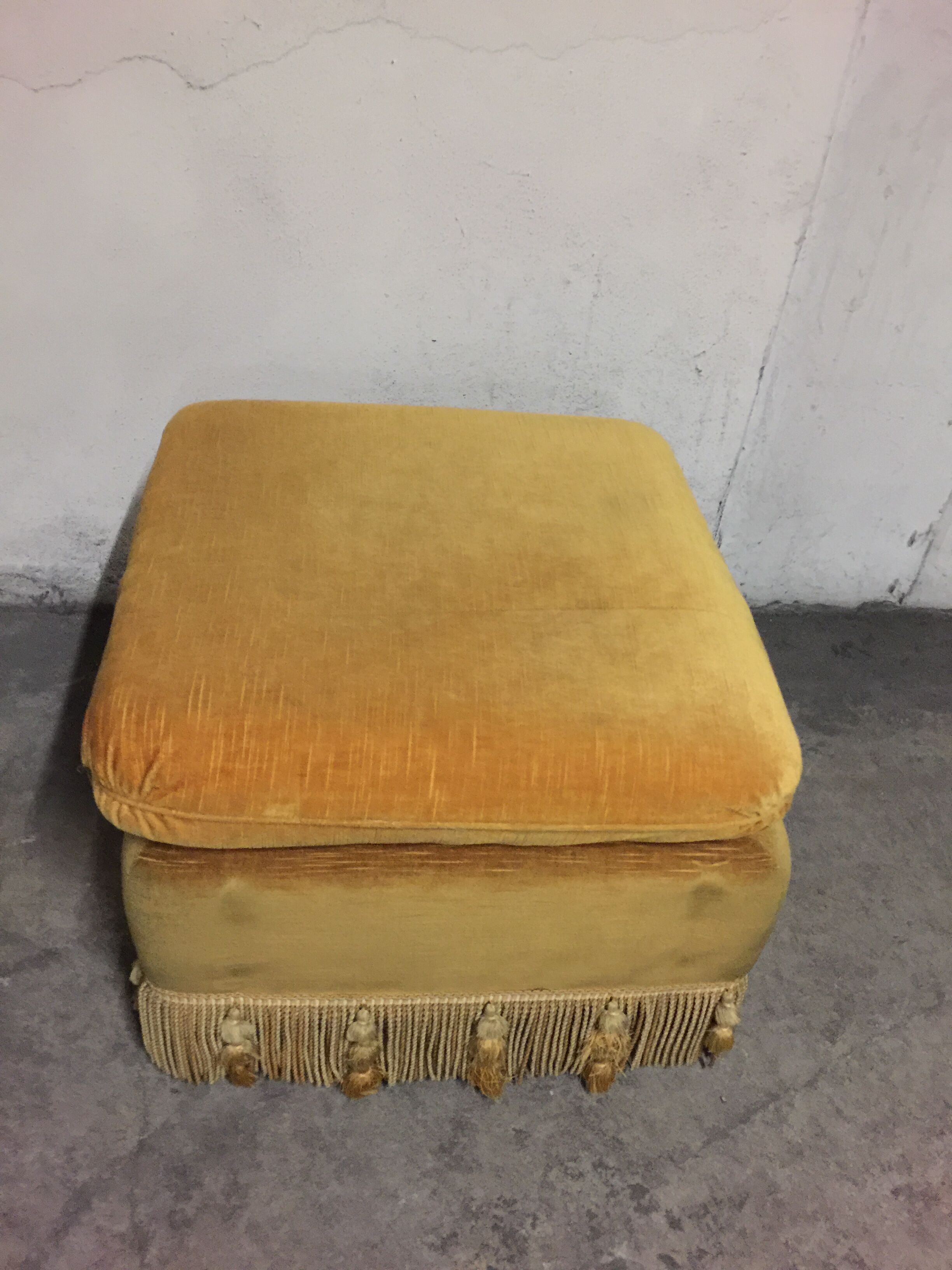 Golden yellow pouffe