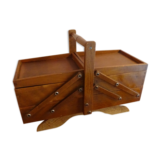 Sewing basket to lay vintage wood