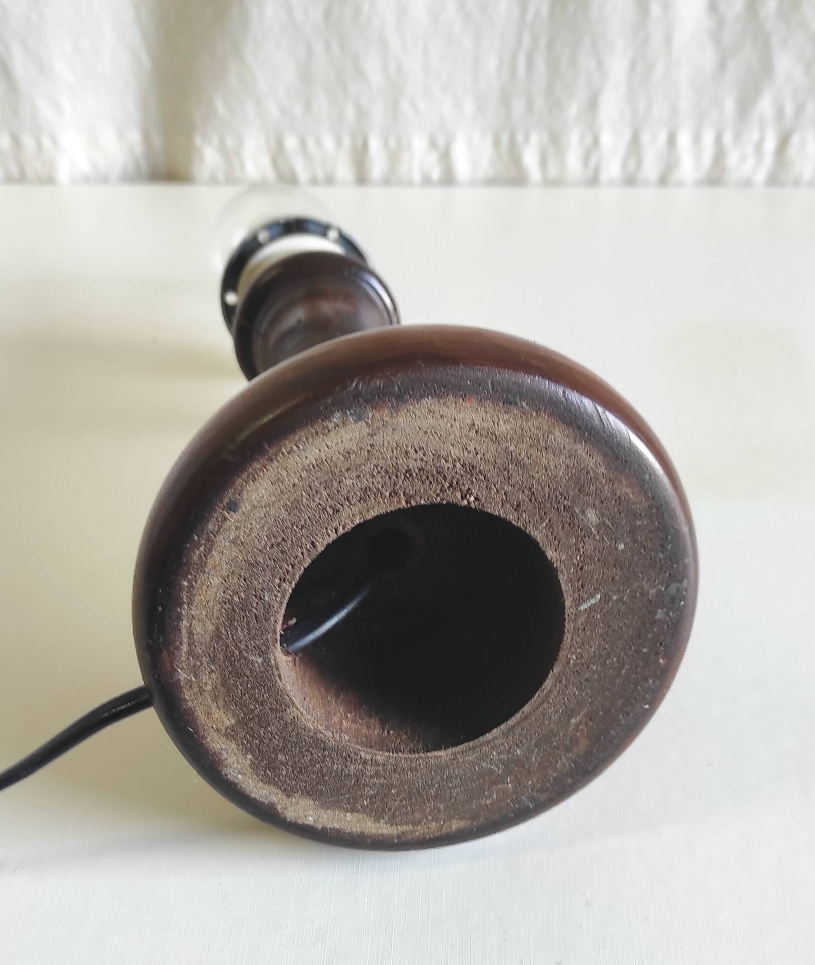 Pied de lampe à poser en bois massif style scandinave - mid. XXeme