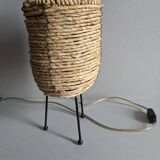 Fiber and metal tripod lamp