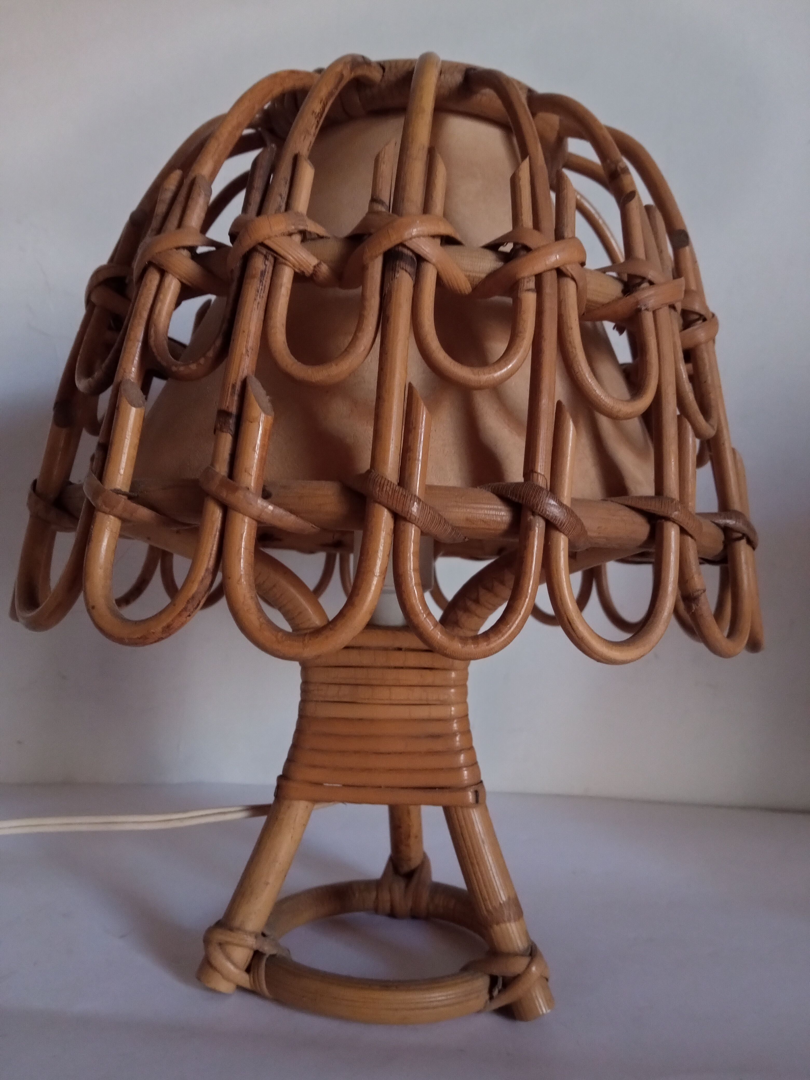 Paire de lampes bambou années 70