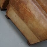 Pair of French club chairs with moustache back in cognac leather, 1940s