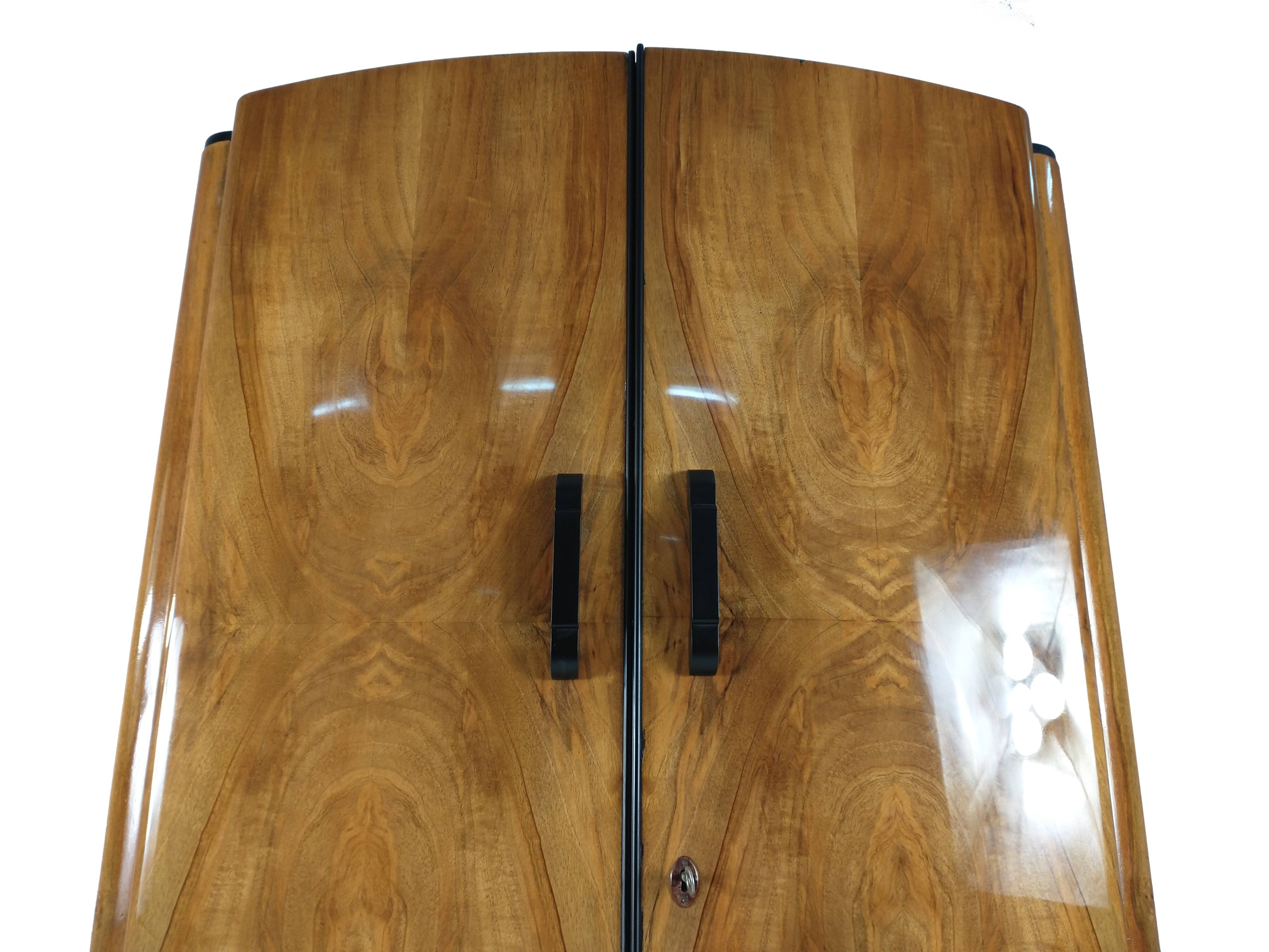 Art Deco Walnut Wardrobe by Jindřich Halabala for UP Závody, 1950s