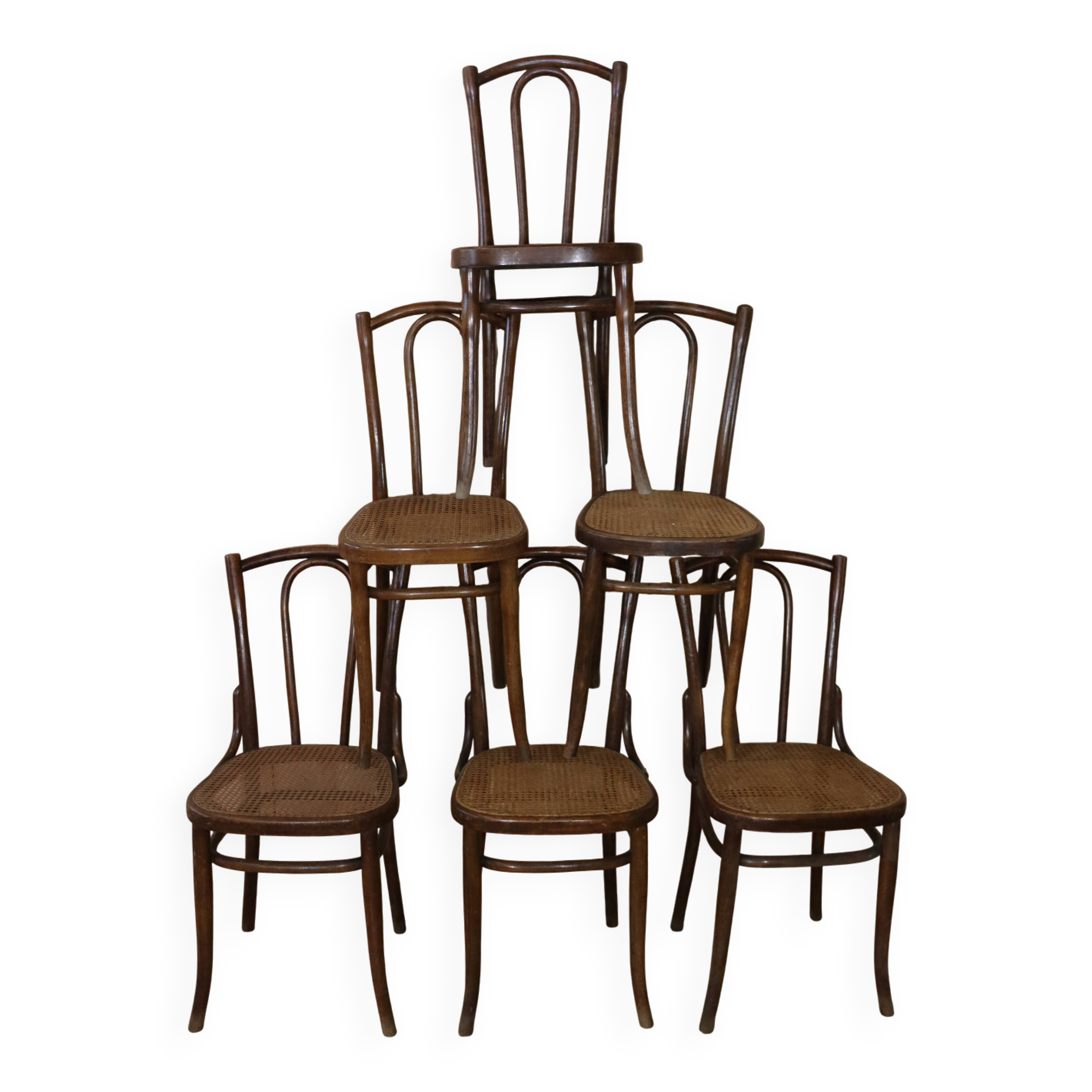 Series x6 bistro chairs n°56 Thonet
