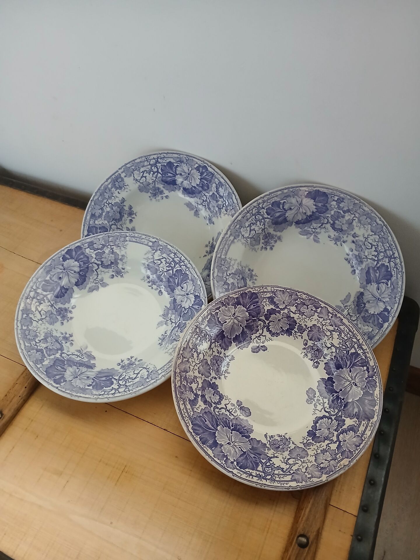4 antique deep plates in ironstone