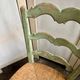 Provençal chair in water green wood and woven straw