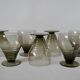 Set of 7 large art deco design wine glasses in smoked glass from the 30s and 40s