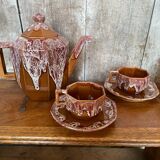 Antique gf art deco teapot flamed ceramic brown vintage
