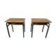 Pair of desks desks school 1960 in metal and oak