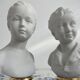 Pair of biscuit busts, Tharaud, Houdon, Louise and Alexandre Brongniart