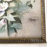 Triptych of old watercolors, flowers, 19th century