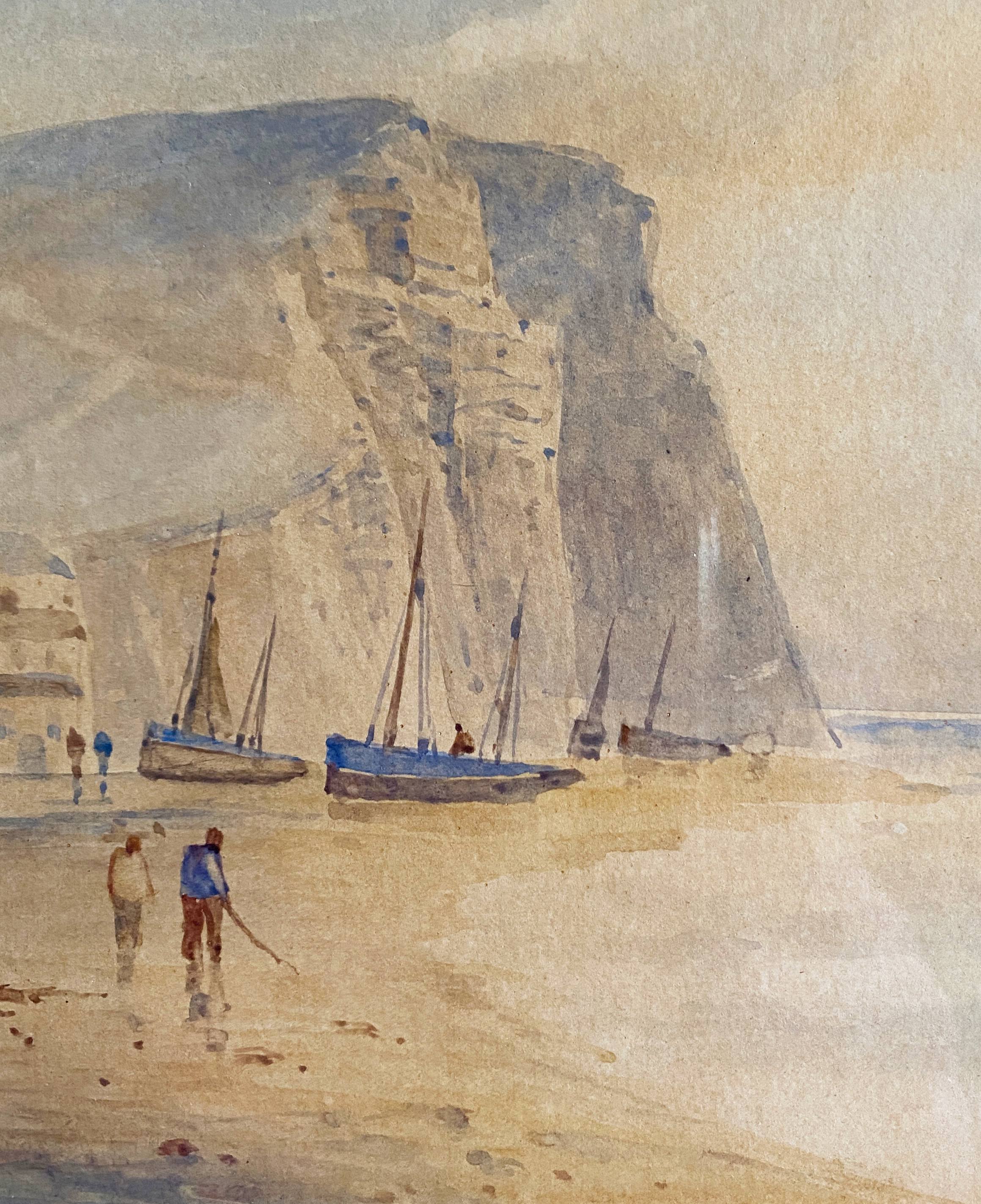 Marine watercolor painting by Gustave de Breanski (c.1856-1898)