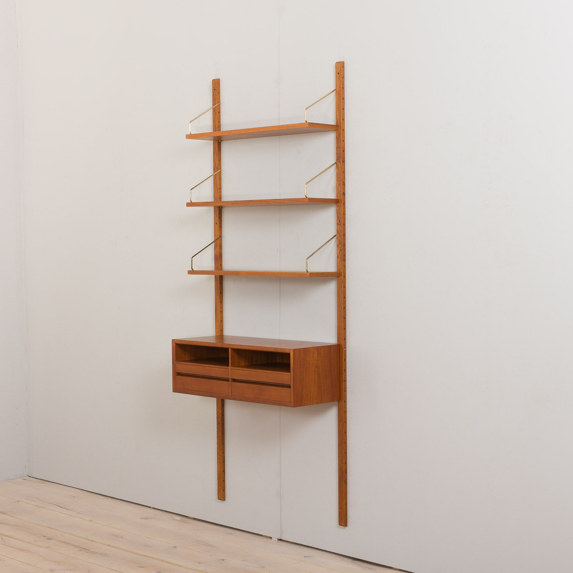 Vintage Poul Cadovius teak entry wall unit bookcase with a console for CADO Denmark, 1960s