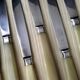 12 cheese or fruit knives "Aux 2 lions" with bovine horn handles