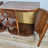 Pair of Art Decò bedside tables in walnut and thuja