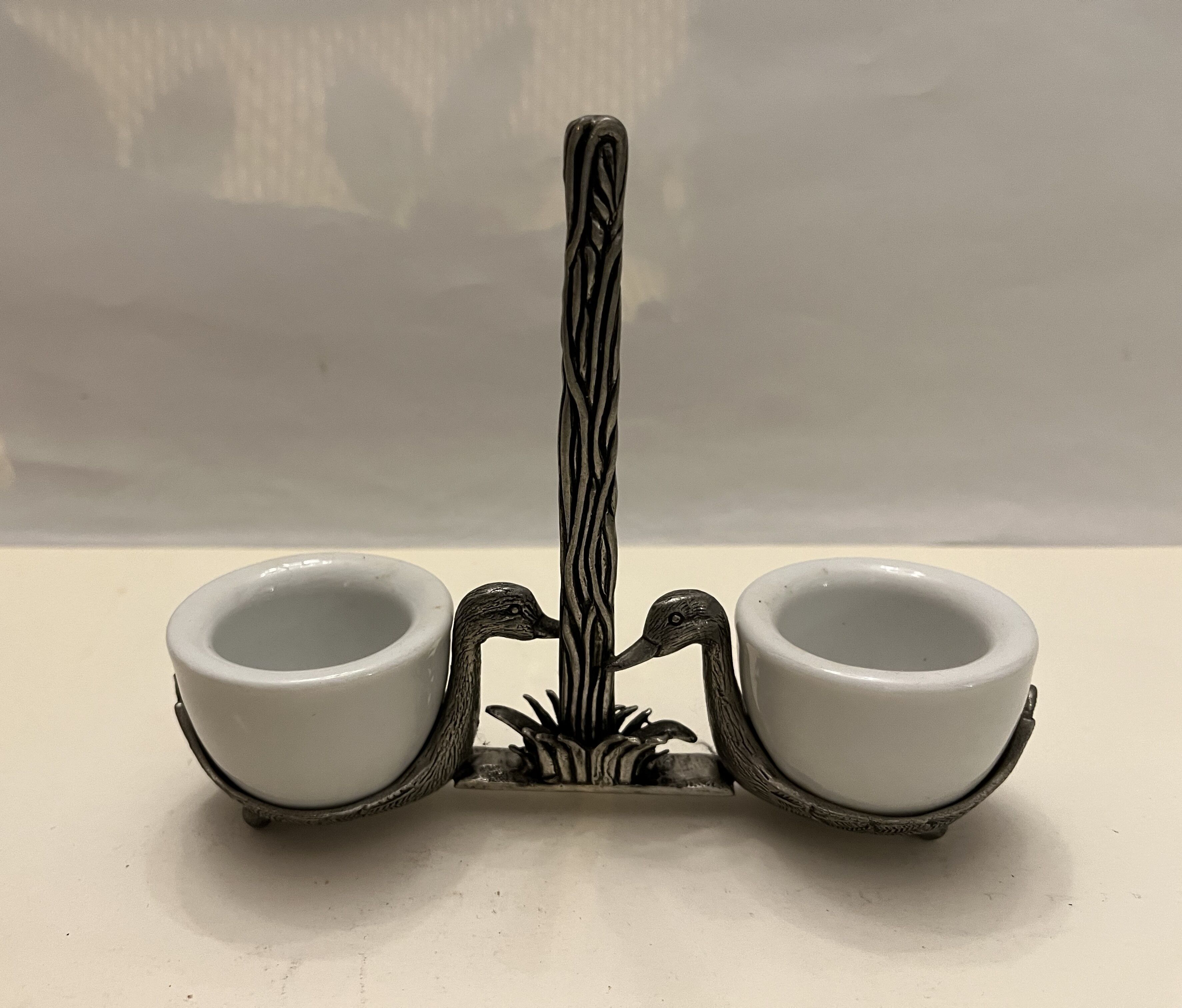 Faience and pewter salt shaker