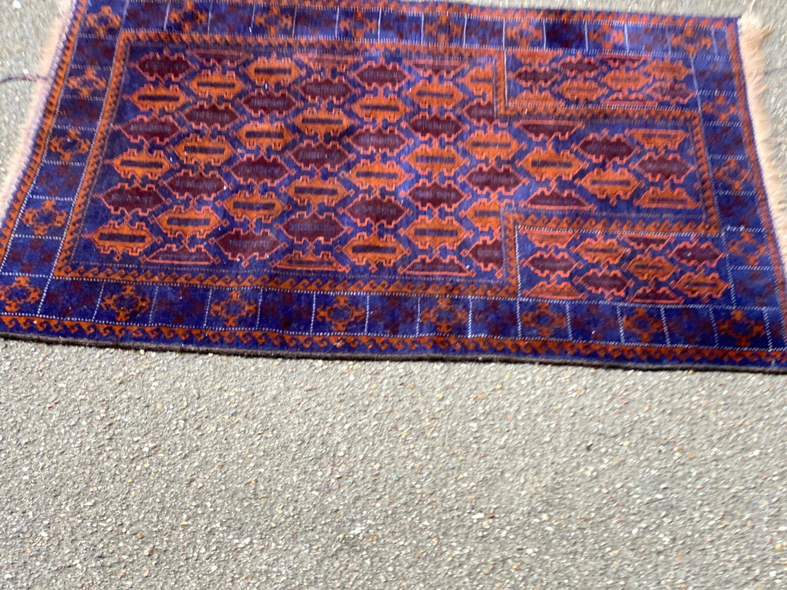 Persian wool rug in burgundy blue 130x85