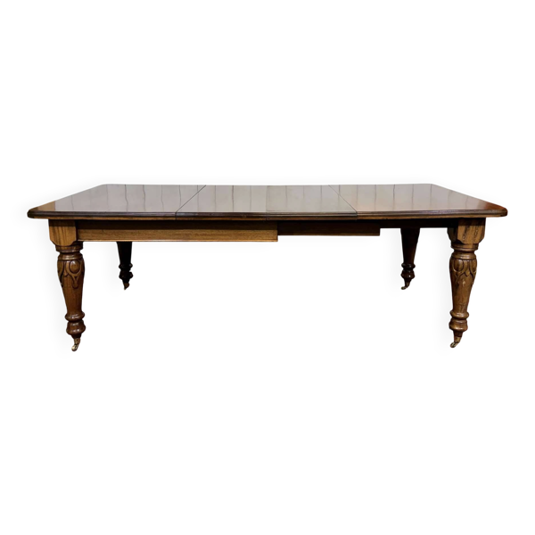 Table anglaise en acajou de style Victorien avec 3 allonges
