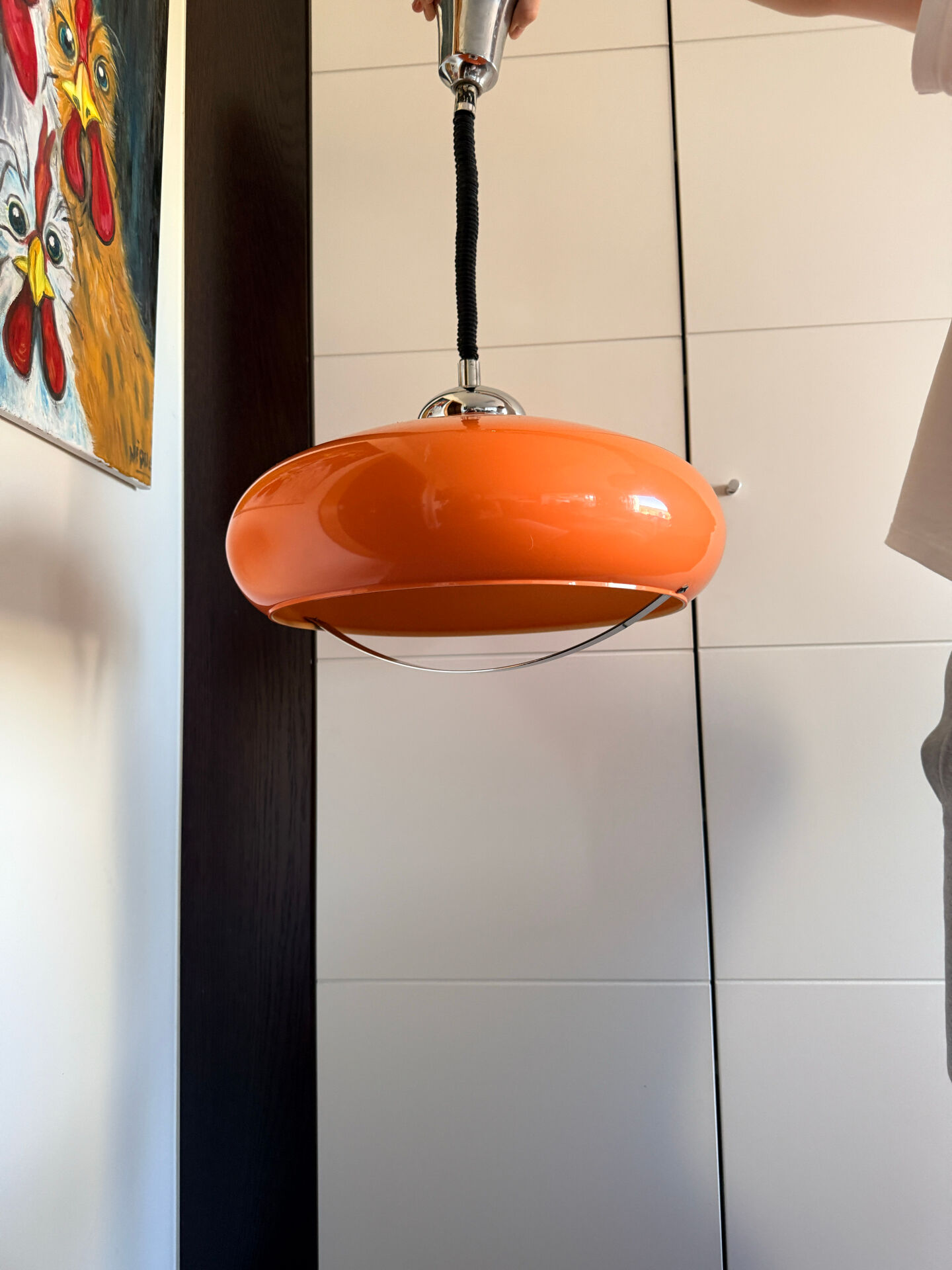 Suspension Space Age orange attribuée à Dijkstra Lampen