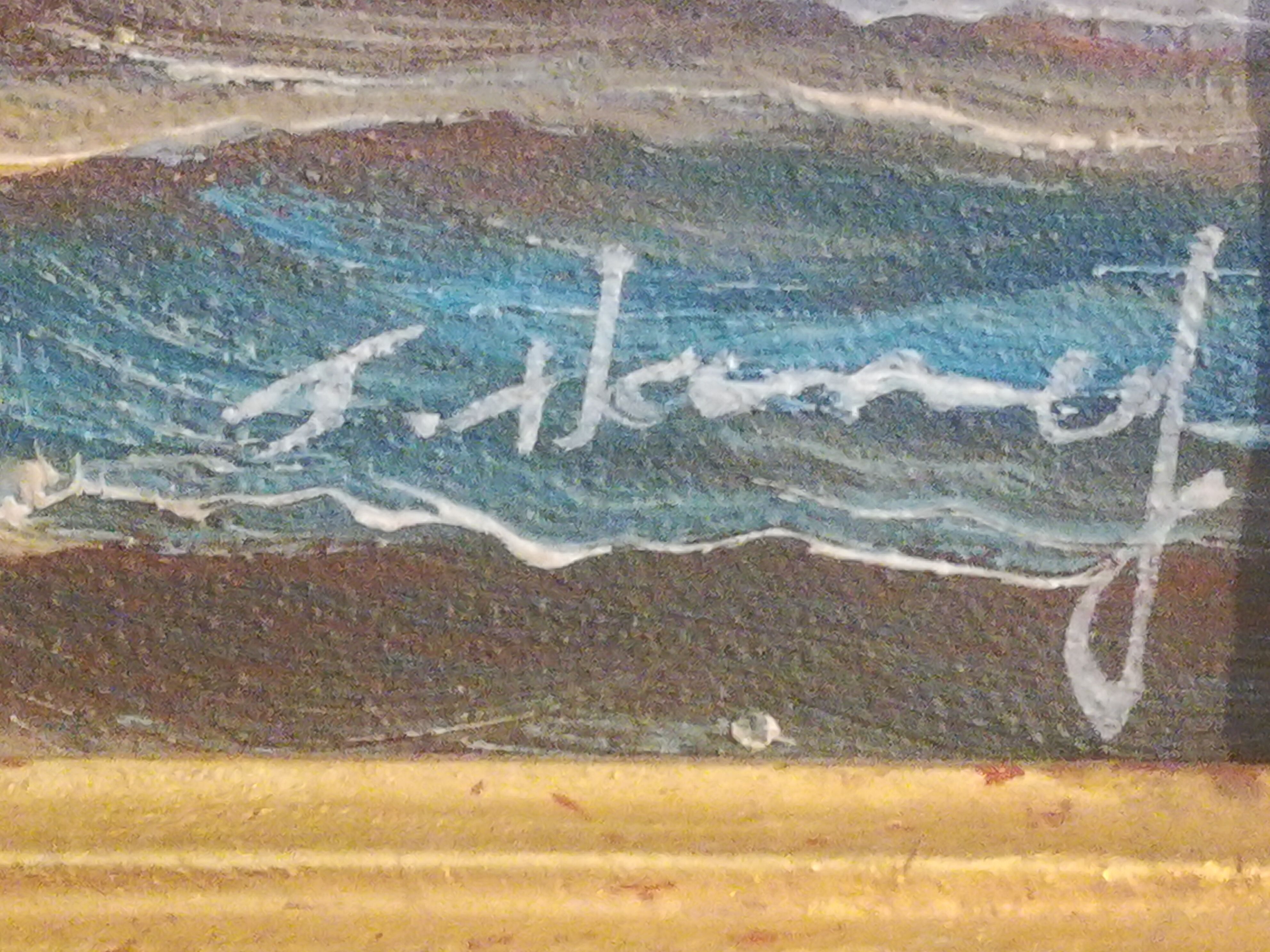 Oil on canvas signed Haney marine in gold frame