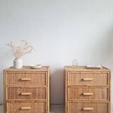 Pair of rattan bedside tables circa the 1970s.