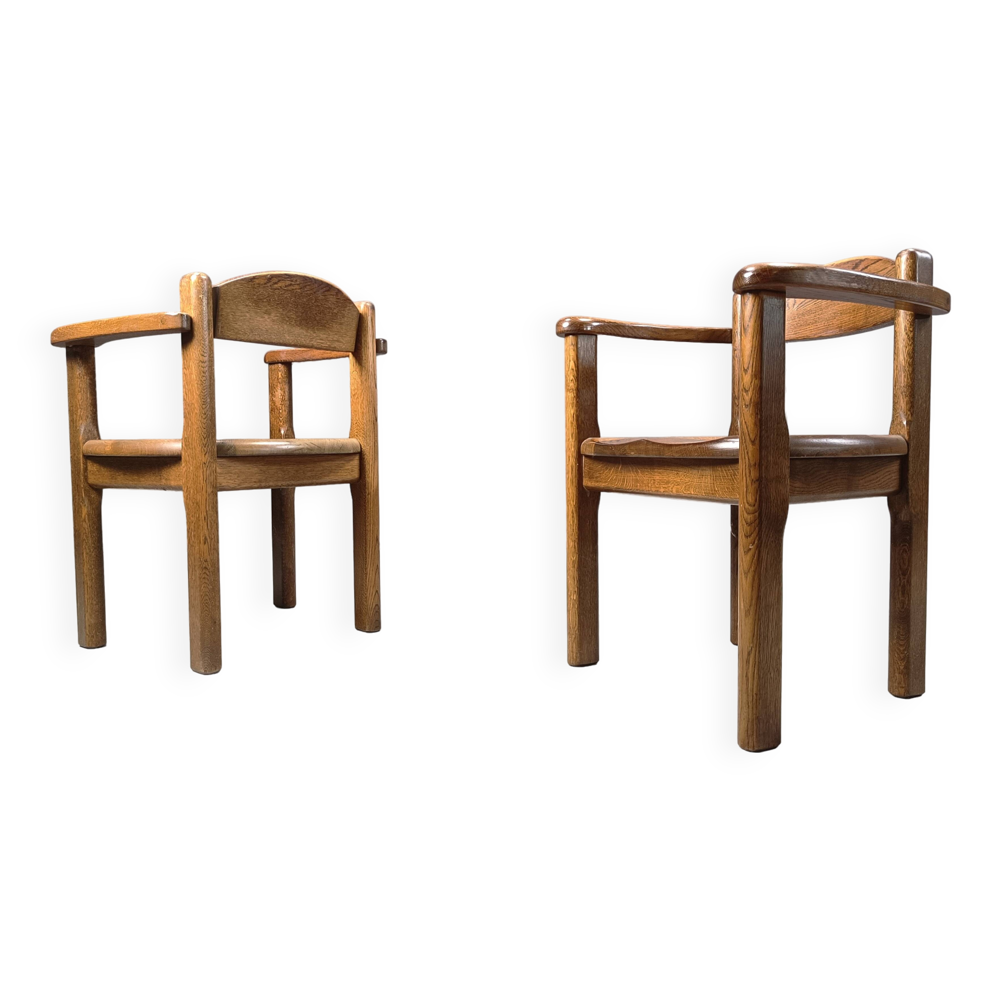 Vintage wooden armchairs made in Belgium, 1970s