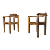 Vintage wooden armchairs made in Belgium, 1970s