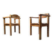 Vintage wooden armchairs made in Belgium, 1970s