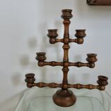 Large turned wooden candle holder, 1930s-40s