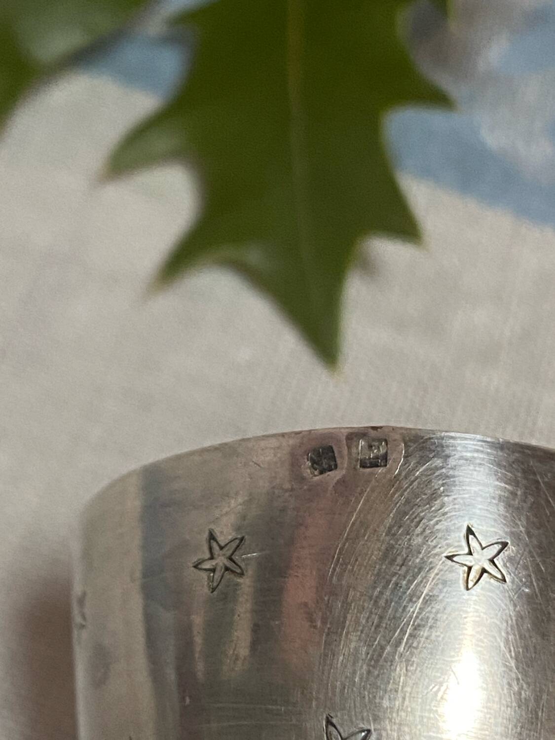 Antique silver metal egg cup