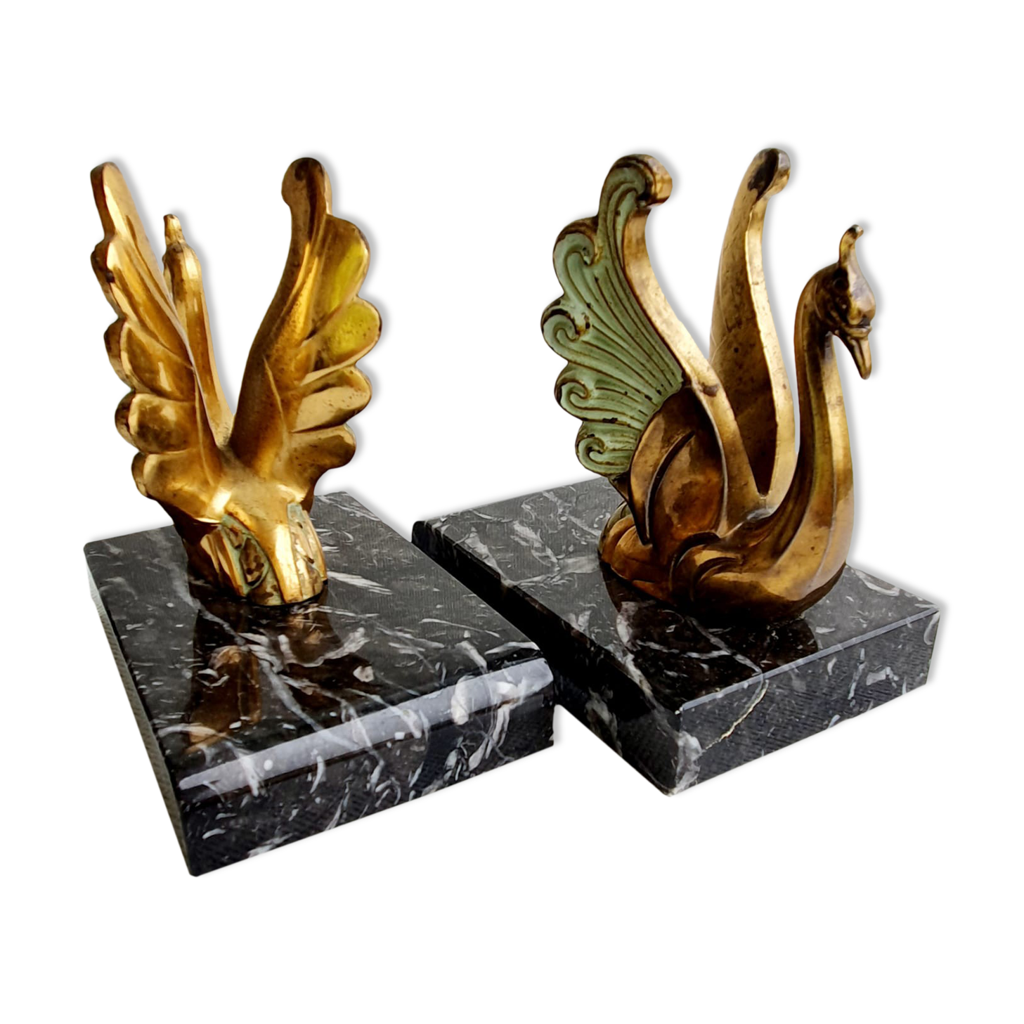 Book-clamps swans art deco