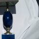 Lampe métal bleue Philippe Barbier