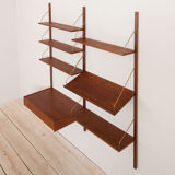 Danish teak wall unit with a desk and magazine tilted shelf