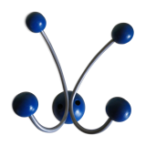 Grey metal wall hook, 4 wooden hangers