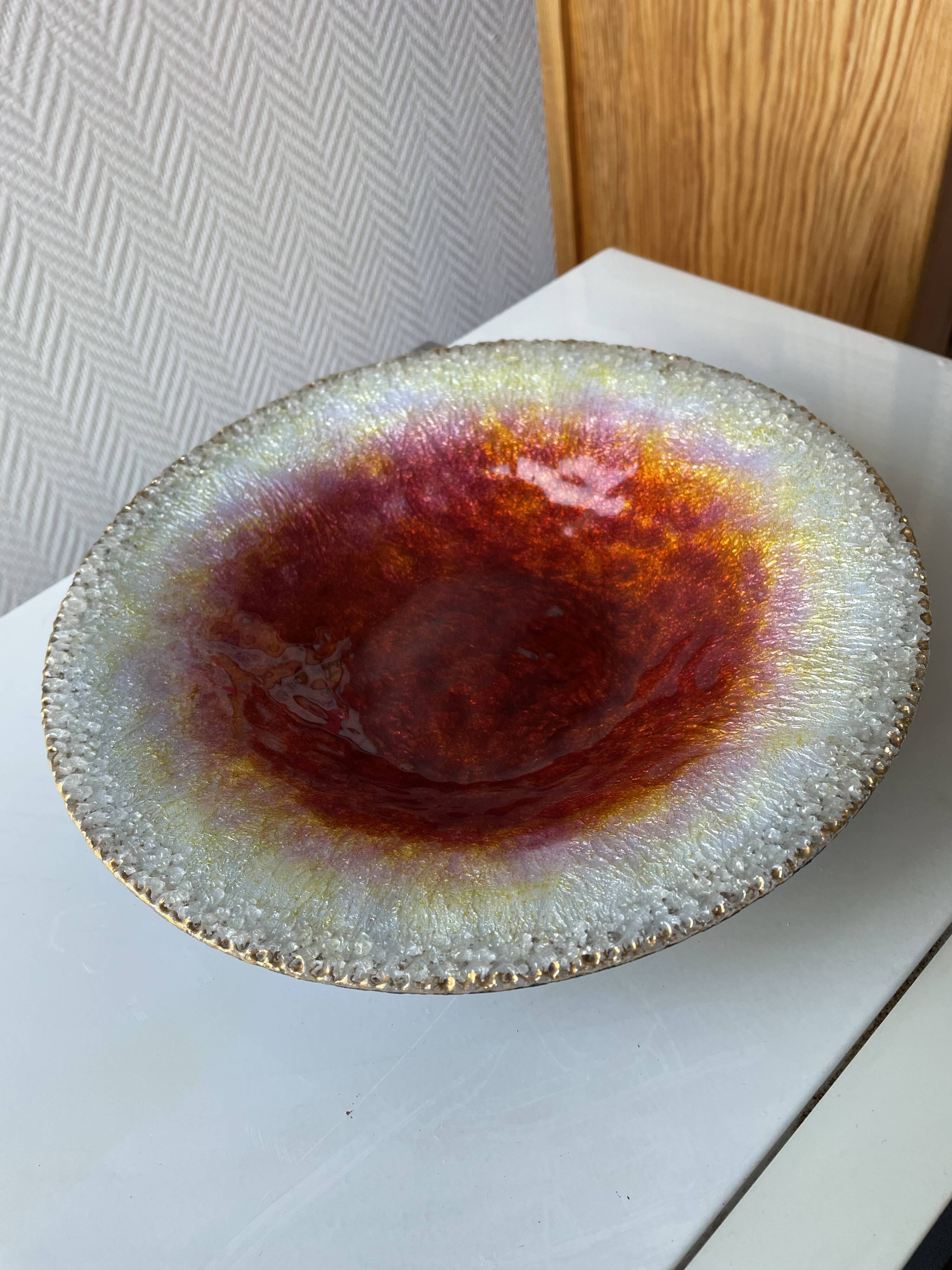Art enamel coupe from Limoges signed Duban and Christel.